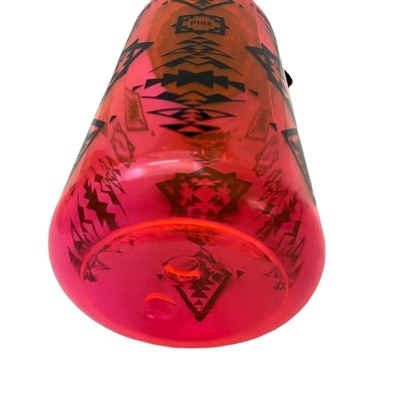 PINK Victoria’s Secret Neon Pink Clear Native Print 32oz Water Bottle NWOT - Picture 2 of 5
